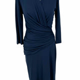 M.M. LAFLEUR Women's Navy Size M Ruched Asymetric Dress