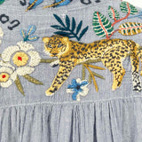 johnny was Women's Blue Size S tunic Embroidered Short Sleeve Top