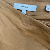 Vince Women's Khaki Size 4 Front Knot Linen Blend Midi Skirt