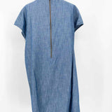 Eileen Fisher Women's Blue Size L Short Sleeve Scoop Neck Dress