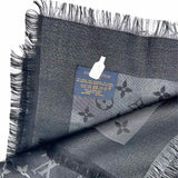LOUIS VUITTON Monogram Shine Black 55" Metallic Shawl