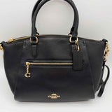 Coach Elise Black Top Handle Pebbled Leather Satchel