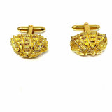 Estate .925 Sterling Gold Tone Oval Abstract Cuff Links