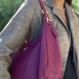 Prada Vitello Daino Raspberry Hobo Pebbled Leather Shoulder Bag