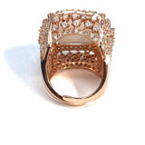 Estate Adjustable 14K GP Rose Gold Cushion Cut Cocktail Crystal White Gem Ring