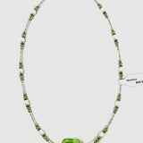 .925 Green Square Glass Necklace