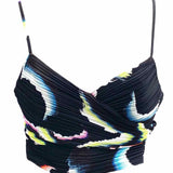A.L.C. Sula Women's Navy Size 6 Crop Pleated Abstract Sleeveless