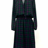 J Crew Women's Green Size S Long Sleeve Plaid Dress