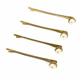 Statement Vintage Gold Tone Faux Pearl Bobby 4 Piece Pin Hair Clasp Set