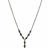Austrian Crystal Bronze Tone Pendant 15.5" Floral Blue Crystal Necklace