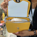 Coach Cassie 19 Yellow Flap Turnlock Pebbled Leather Crossbody