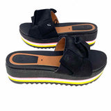 Gioseppo Women's Black Size 9.5 Platform Suede Knotted Slide