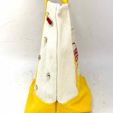 Trader Joes Customized Canvas Cream Yellow Color Block Tote