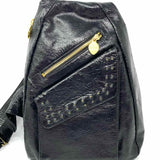 Calleen Cordero Black Sling Crackle Leather Crossbody
