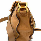 Chloe 2012 Marcie Medium Beige Saddle Bag Pebbled Leather Crossbody