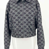 Fendi FF-Karligraphy Women's Black Size M Bomber Canvas Monogram Jacket