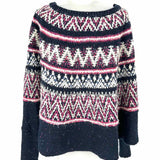 sleeping on snow Women's Navy White Size XS/s Dolman Sleeve Fair Isle Sweater
