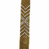 Vintage Gold Tone Mesh Chevron Crystal Bracelet