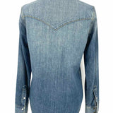 NILI LOTAN Women's Blue Size XS Button Down Denim western Long Sleeve