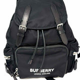 Burberry Medium Logo Print Backpack Nylon Black Flap BackPack