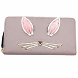 Kate Spade Hop To It Taupe Zip-Around Bunny Rabbit Saffiano Leather Wallet