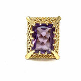 Estate size 6 14K Yellow Gold Emerald Cut Color Change Synthetic Sapphire Ring