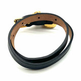Alexander McQueen Leather Black Gold Tone Wrap Charm Made in Italy Bracelet