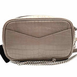 Saint Laurent Gray Camera Bag Croc Embossed Leather Crossbody