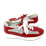 Prada America's Cup Women's Red Gray Size 38.5/8.5 Color Block Sneakers