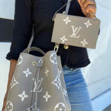 LOUIS VUITTON 2026 NeoNoe MM Giant Bicolour Cream Empreinte Leather Satchel