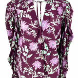 Free People Women's Purple Size XS Button Down Cotton Floral Long Sleeve