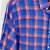 UNTUCKit Men's Blue/Pink Size XL Plaid Short Sleeve Shirt