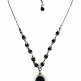 Brighton Black Silver Tone Beaded 20.5" Pendant Necklace