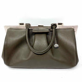 Perrin Paris Gray Hinged Pebbled Leather Satchel