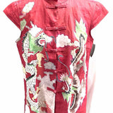 Citron Women's Red Size S Cap Sleeve Bamboo Rayon dragons Sleeveless