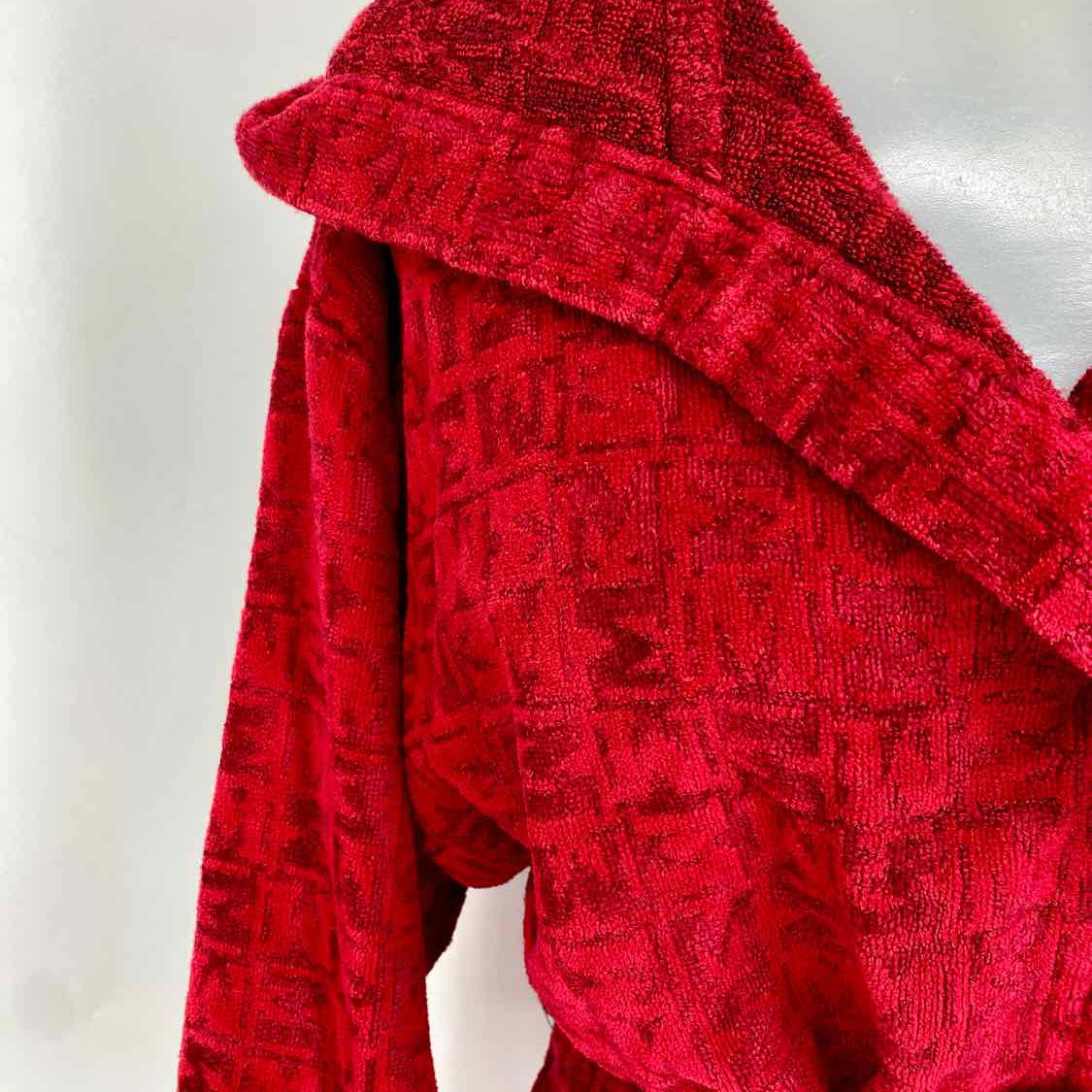 MISSONI Women's Red Size M Belted Terry Monogram Robe