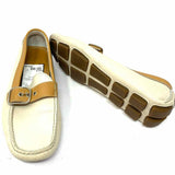 Coach Women's Cream Brown Size 8 Buckle Leather Loafers