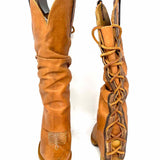 Freebird Jules Women's Caramel Size 8 Calf High Leather Covered LACE UP Boots