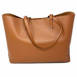 Saint Laurent 2024 Bold East/West Shopping Brown Leather Tote