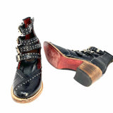 Freebird Felicity Women's Black Size 7 Buckle Leather Studded Bootie