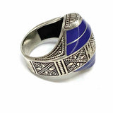 Estate size 8 925 Sterling Silver Tribal Lapis Lazuli Ring