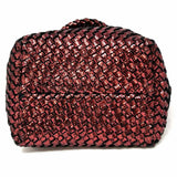 Naghedi St. Barths Small Neoprene Red Woven Glitter Satchel w/ Pouch