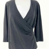 Ann Taylor Women's Black Size M Faux Wrap Cashmere Sweater