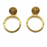 JULIE VOS 24K Plated Gold Tone Dangle Circle Earrings