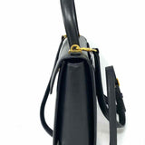 VALENTINO GARAVANI Vintage Black Top Handle Pebbled Leather Satchel