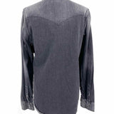 NILI LOTAN Travis Women's Black Size M Button Down Denim Raw Hem Long Sleeve