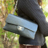 Chanel 1996-97 Single Flap Medium Micro Quilt Black Flap Leather Shoulder Bag