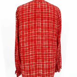 Louis Feraud Paris Women's Red Size 8 Button Down Plaid Long Sleeve