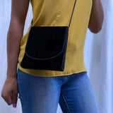 Courtenay Velvet Black Flap Clutch