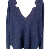 Jennifer Tyler Women's Navy Size M V-Neck Shimmer Sweater